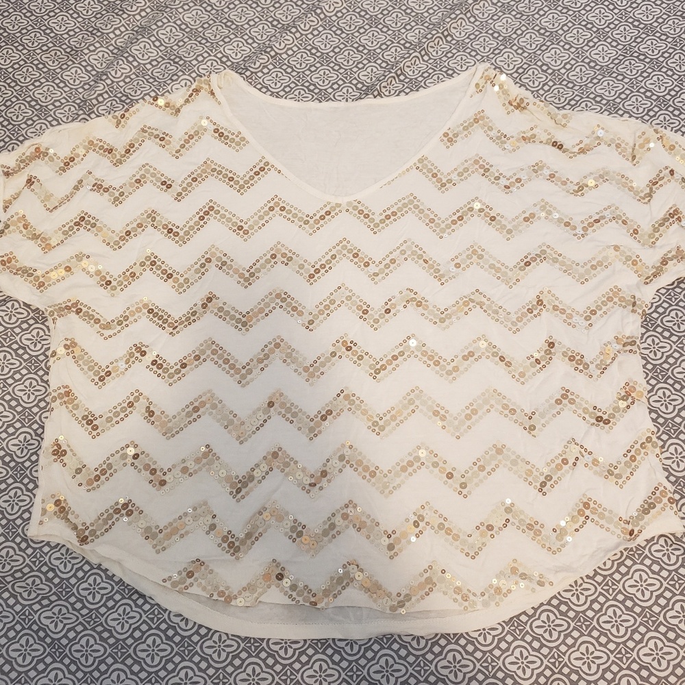 White & Gold Sequence shirt